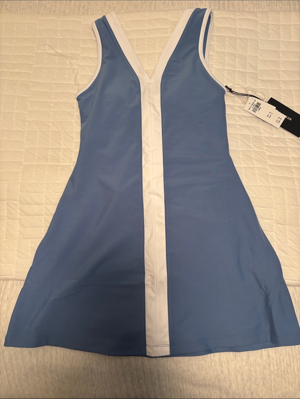 Abercrombie & Fitch YPB SculptLux Blue Mini Dress with White Center Stripe
